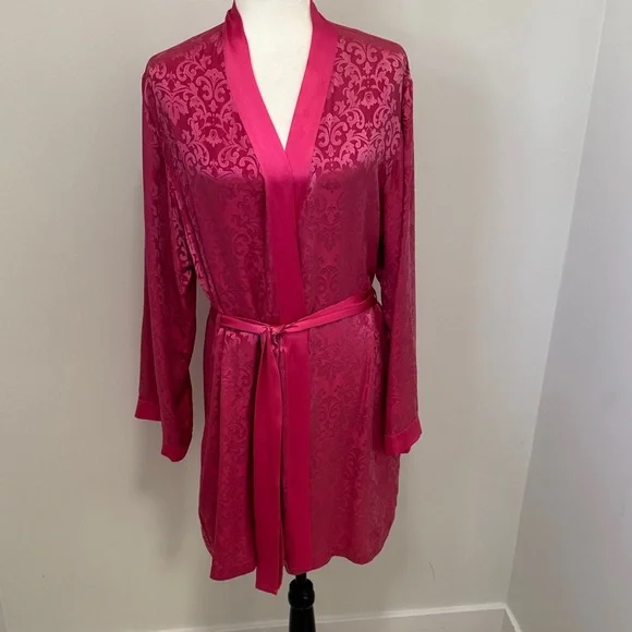 NK Imode Silk Blens Luxury Brand Elegant Pink Satin Robe Sz S/M - Picture 2 of 14